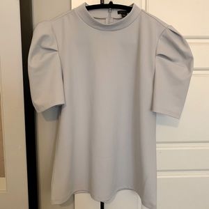 Mock Neck Puff Sleeves Top